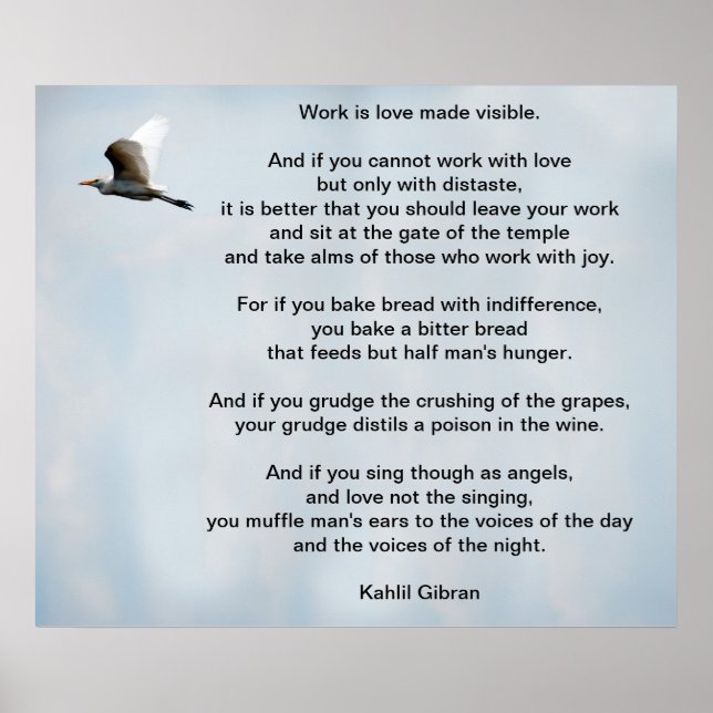 Arbeit von Kahlil Gibran Poster (Vorne)