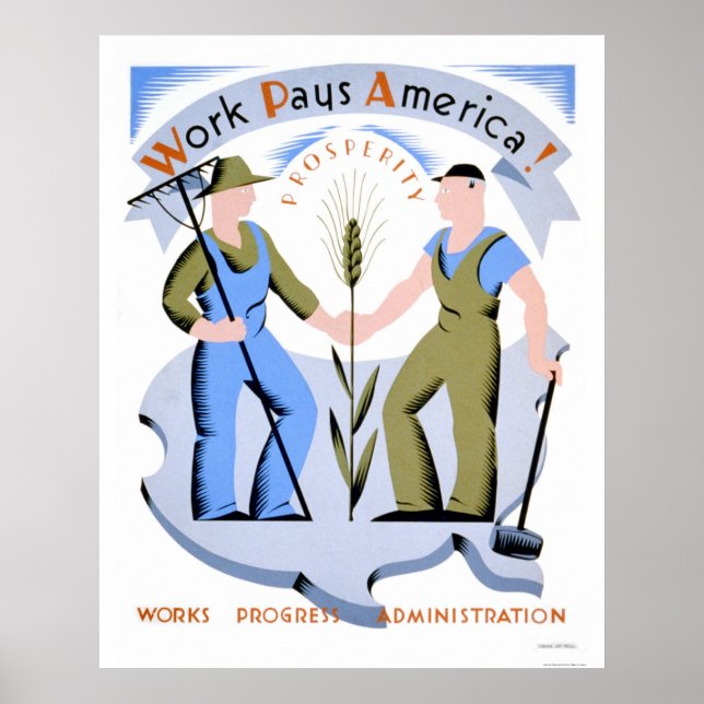 Arbeit zahlt Amerika 1939 WPA Poster (Vorne)