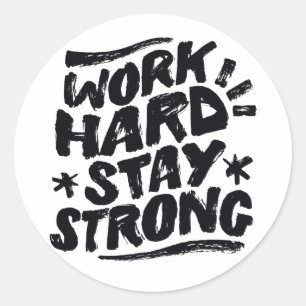 Arbeite Hart Bleib Stark Lady Boss Hustle Einstell Runder Aufkleber