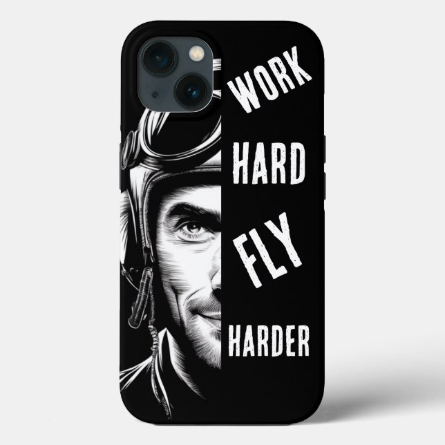 Arbeite hart, fliege härter, Pilot, Comic Case-Mate iPhone Hülle (Rückseite)