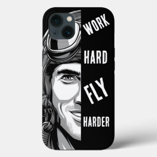 Arbeite hart, fliege härter, Pilot, Comic Case-Mate iPhone Hülle