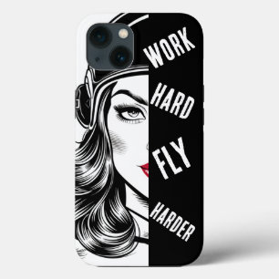 Arbeite hart, fliege härter, Pilotin, Luftfahrt Case-Mate iPhone Hülle