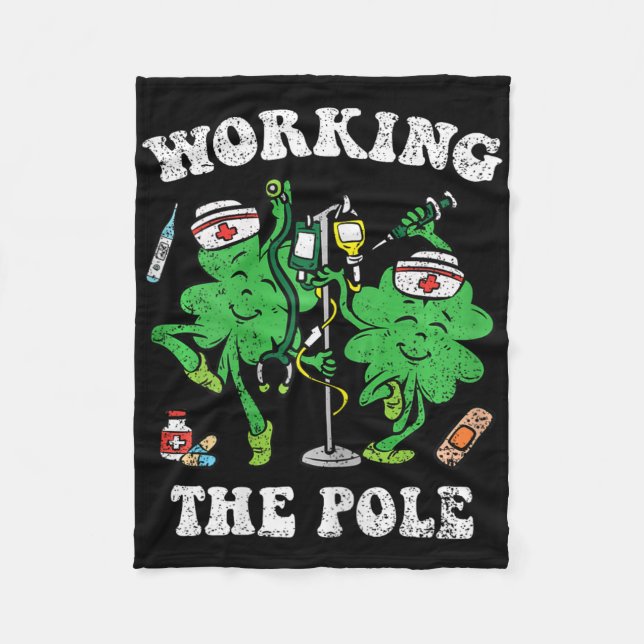 Arbeiten am Pole Krankenschwester St. Patricks Day Fleecedecke (Vorderseite)