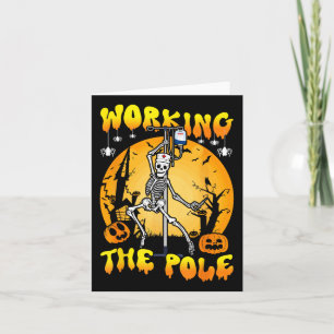 Arbeiten am Pole Nurse Halloween Funny Skeleton Nu Karte