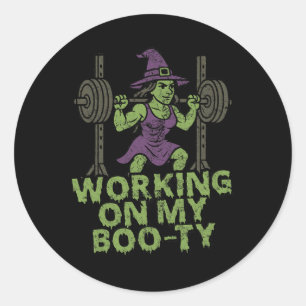 Arbeiten an meinem boo-ty-lustigen Halloween-Muske Runder Aufkleber