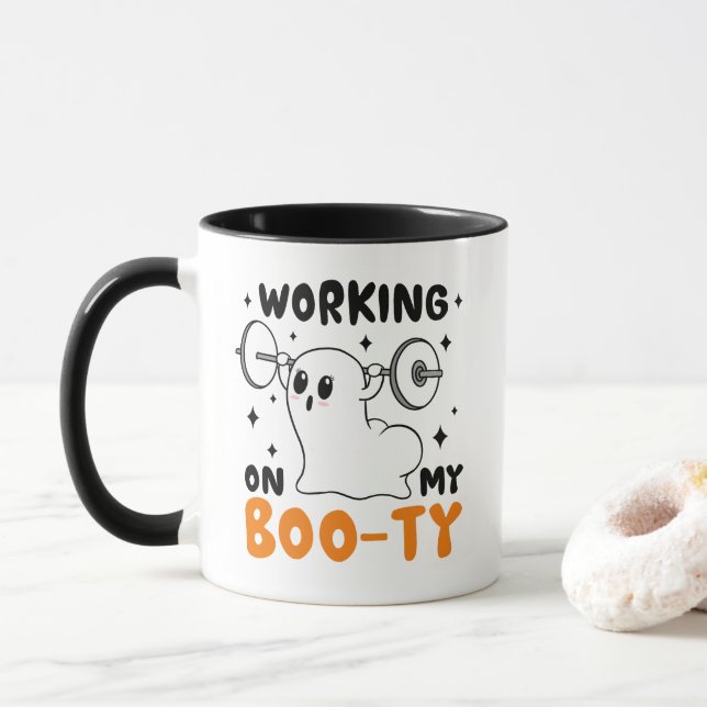 Arbeiten an meinem Hintern Niedlich Halloween Tasse (Mit Donut)