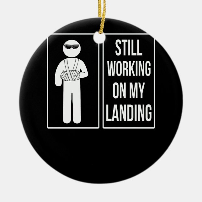 Arbeiten an meiner Landung mit zerbrochenem Arm Keramik Ornament (Vorne)