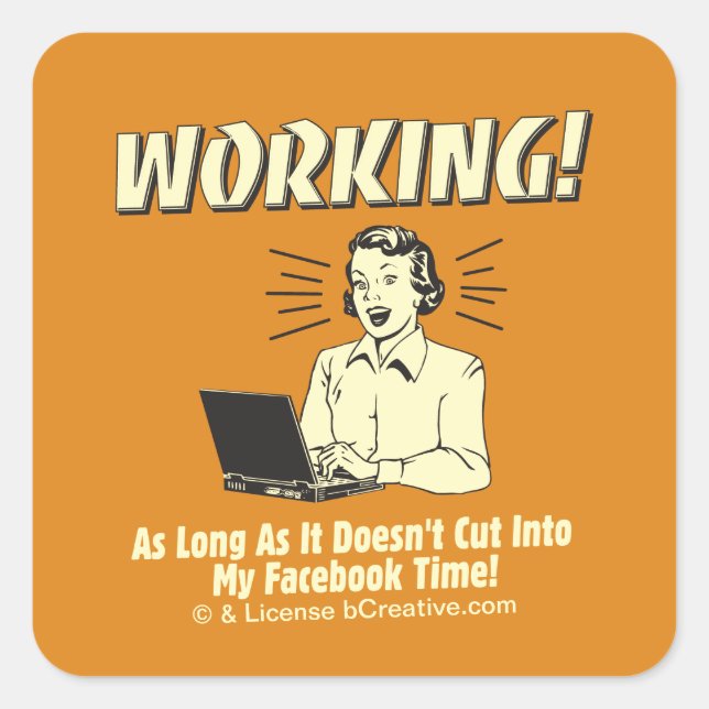 Arbeiten: Cut to Facebook Time Quadratischer Aufkleber (Vorderseite)