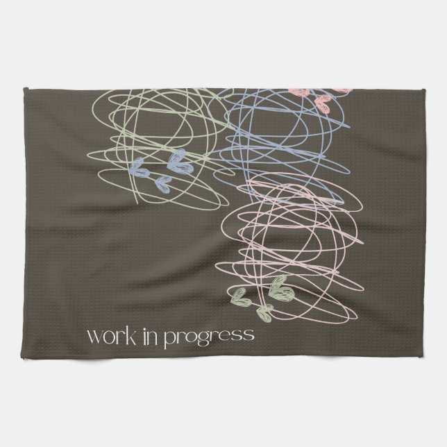 Arbeiten im Gange Skribble-Design Geschirrtuch (Horizontal)