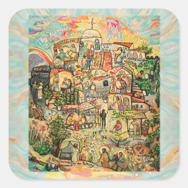 Arbeiten mit Christlichen Aufklebern der Gnade Quadratischer Aufkleber (Vorderseite)