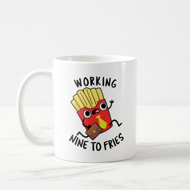 Arbeiten neun an Fries Funny French Fries Pub Kaffeetasse (Links)