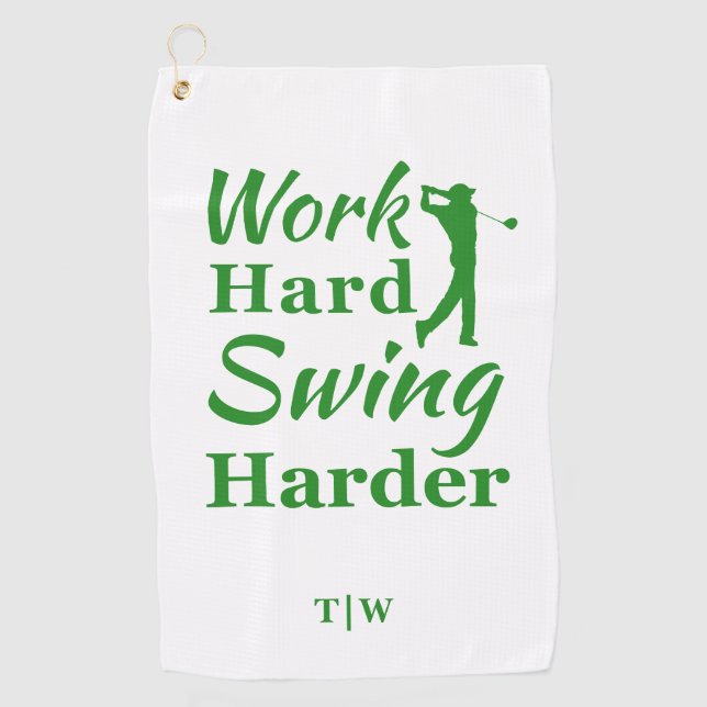 Arbeiten Sie hart Swing Harte Funny Golf Thema Golfhandtuch (Vorderseite)