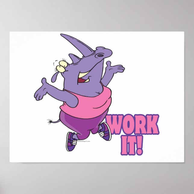 Arbeiten Sie lustige Fitness Workout Rhino Poster (Vorne)