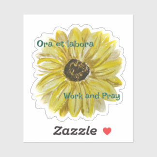 Arbeiten und Beten Sonnenblumen Vinyl Sticker