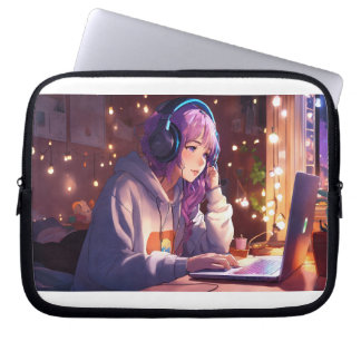 "Arbeiten und Spielen mit Anime Vibes Laptop Cover