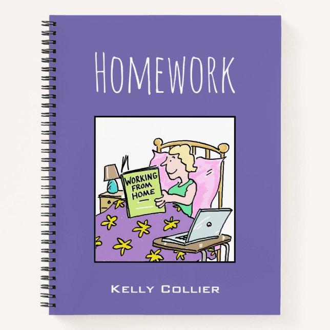 Arbeiten von Zuhause mit dem Namen des Eigentümers Notizbuch (Vorderseite)