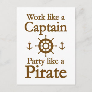 Arbeiten wie ein Captain-Party wie ein Pirat Einladungspostkarte