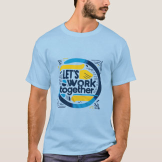 Arbeiten wir zusammen mit marineblauen Männern T-Shirt
