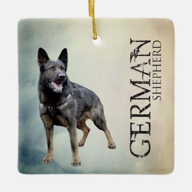 Arbeitender Schäferhund-Hund - GSD Keramikornament (Vorderseite)