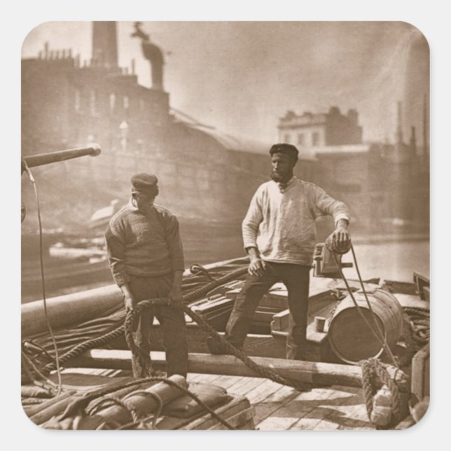 Arbeiter auf der "Silent Highway", aus "Street Lif Quadratischer Aufkleber (Vorderseite)