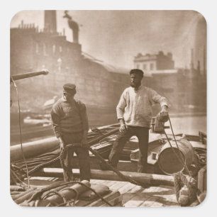 Arbeiter auf der "Silent Highway", aus "Street Lif Quadratischer Aufkleber