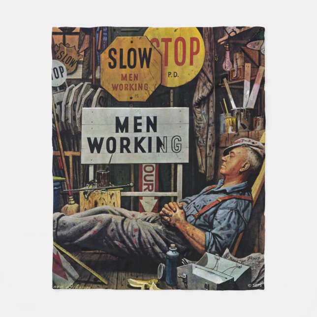 Arbeiter bei der Arbeit Fleecedecke (Vorderseite)