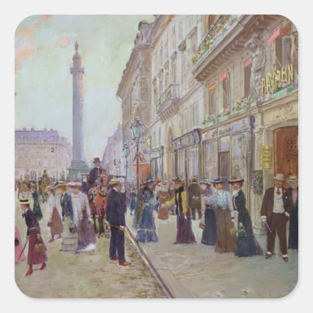 Arbeiter, die das Maison Paquin verlassen haben Quadratischer Aufkleber (Vorderseite)