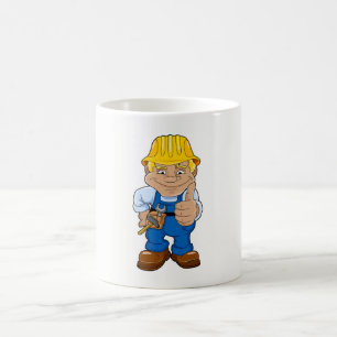Arbeiter mit Schutzhelm Kaffeetasse