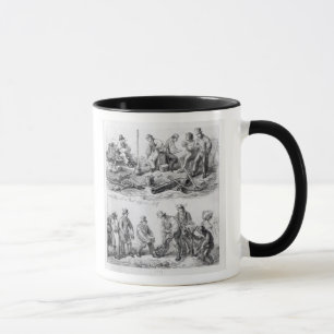 Arbeiter nähern sich der neuen Post in der Stadt Tasse