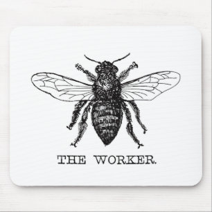 Arbeiterbiene Schwarz Weiß Hummel Vintage Mousepad