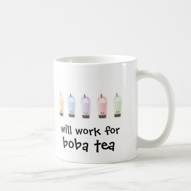 Arbeitet für Boba Tee [fertigen Sie Ihren Beruf] Kaffeetasse (Rechts)