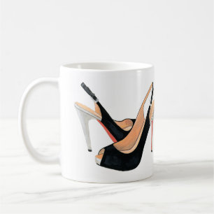 "Arbeitet für Schuhe" schwarze Heels-Kaffee-Tasse Kaffeetasse