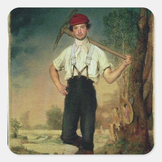 Arbeitnehmer, 1848 quadratischer aufkleber (Vorderseite)