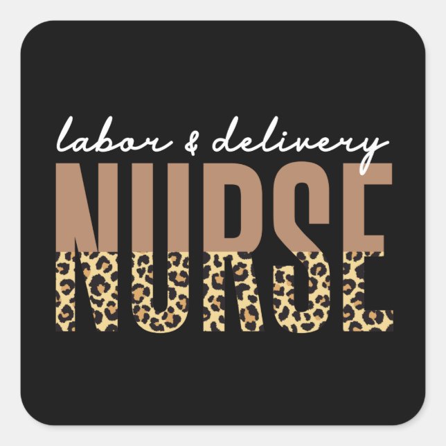 Arbeits- und Krankenschwester Cheetah Leopard Druc Quadratischer Aufkleber (Vorderseite)