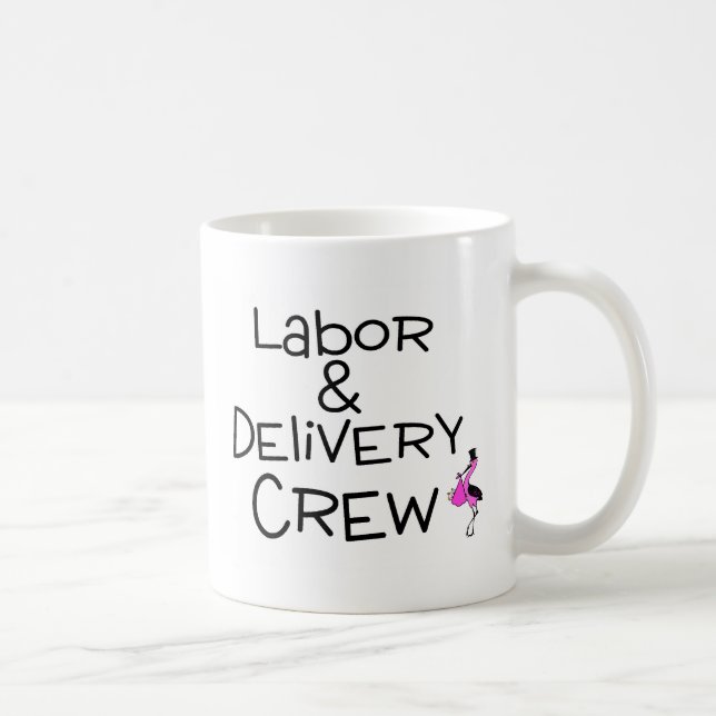 Arbeits- und Lieferungs-Crew-Storch Kaffeetasse (Rechts)