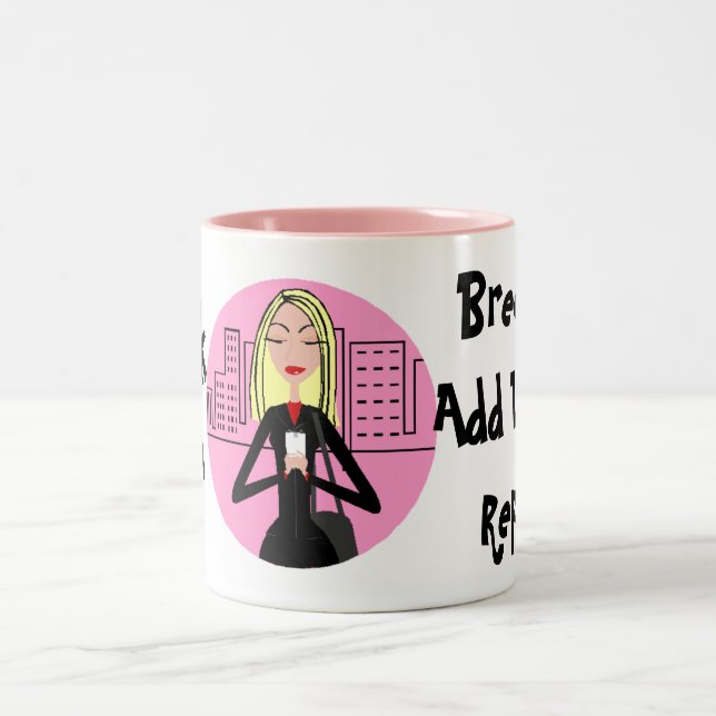 Arbeits-Zen: Atmen Sie, addieren Sie Wodka, Zweifarbige Tasse (Mittel)