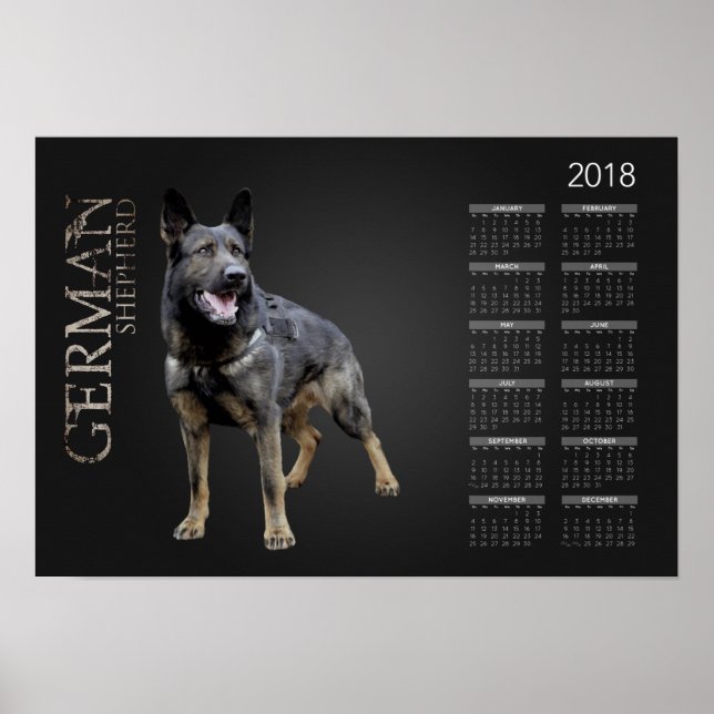 Arbeitsdeutscher Schäferhund - GSD-Kalender 2018 Poster (Vorne)
