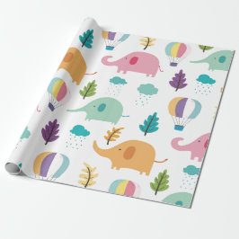 ARBEITSPAPIER: ELEFANTS & HOT AIR BALLOONS GESCHENKPAPIER