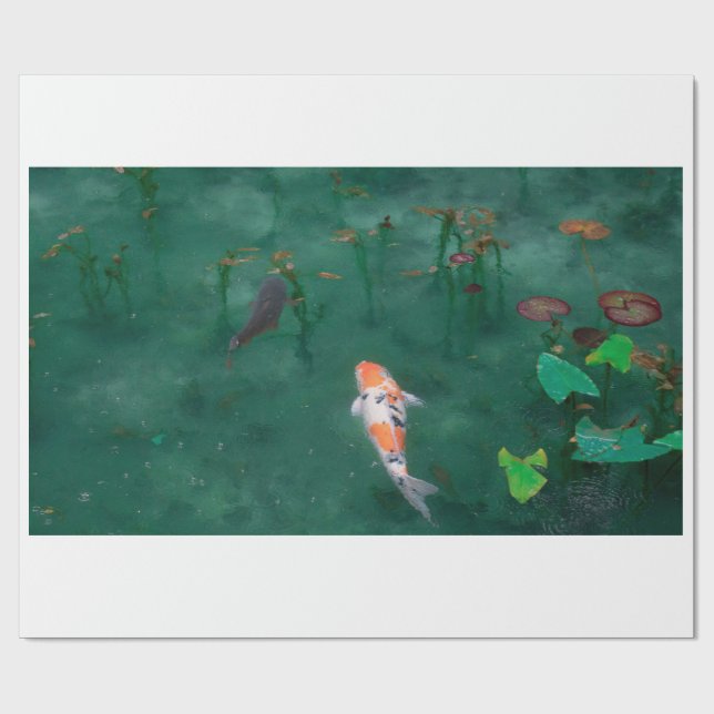 ARBEITSPAPIER: JAPANESE WOODBLOCK : KOI GESCHENKPAPIER (Flach)