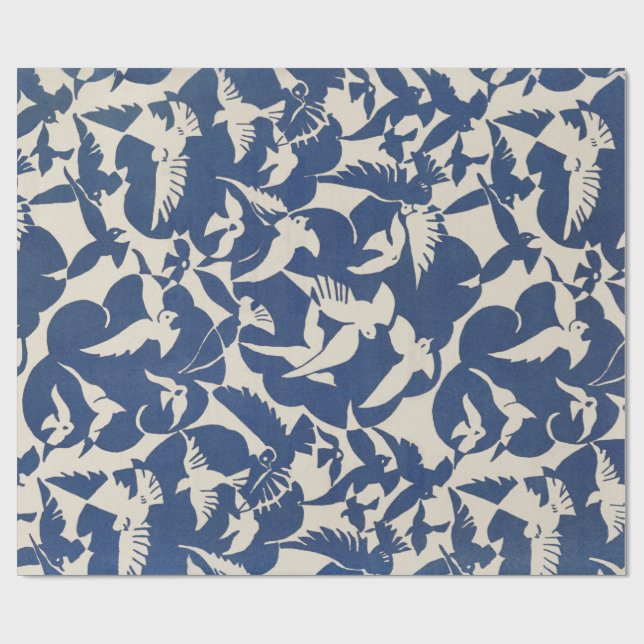 ARBEITSPAPIER: PIGEONEN IN WEISS + BLAU: 1928 GESCHENKPAPIER (Flach)