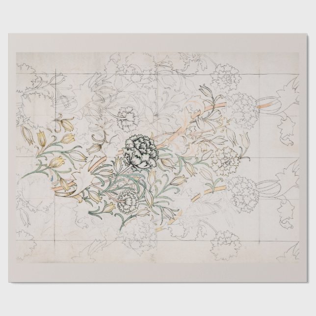 ARBEITSPAPIER: WILLIAM MORRIS : WILD TULIP GESCHENKPAPIER (Flach)