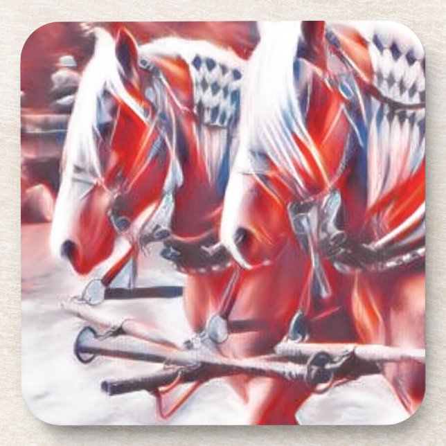 Arbeitspferde Getränkeuntersetzer (Vorderseite)