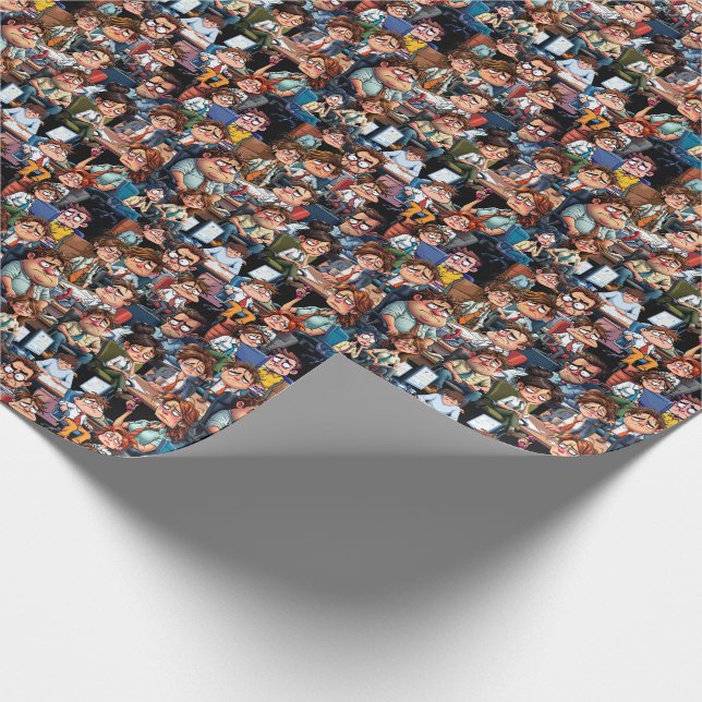 Arbeitsstress schwarz geschenkpapier (Ecke)