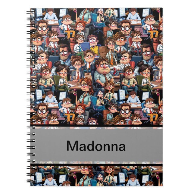 Arbeitsstress schwarz notizblock (Vorderseite)