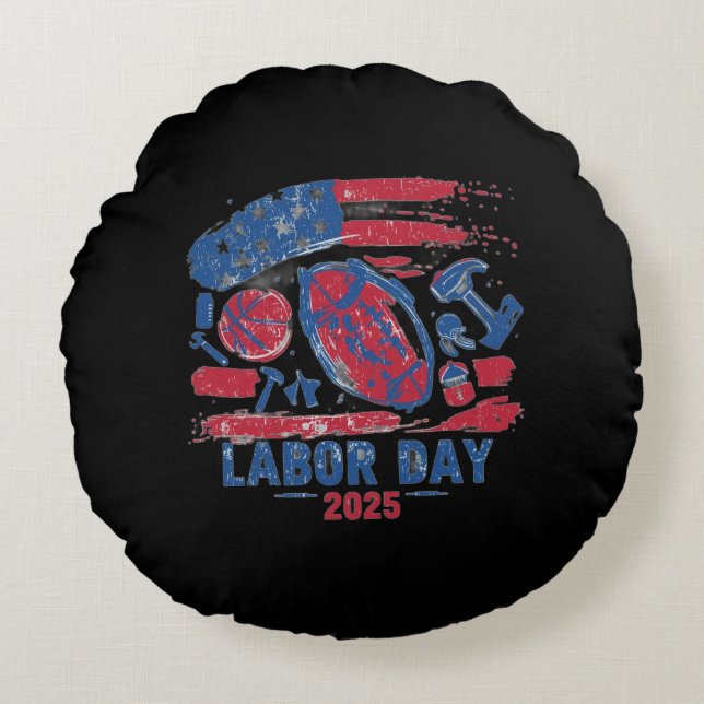 Arbeitstag 2025 Sportwürfelkissen - harter Arbeits Rundes Kissen (Vorderseite)