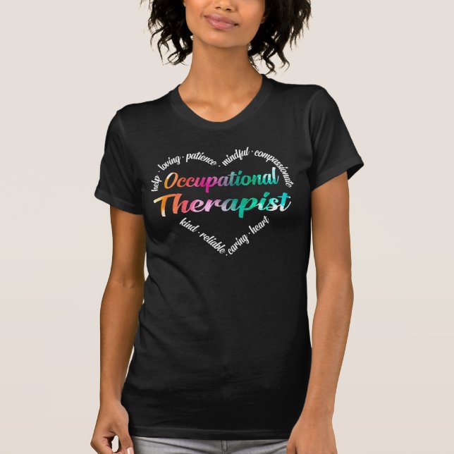 ArbeitstherapeutIn Herzwurzel Wolkenwasserfarbe T-Shirt (Vorderseite)