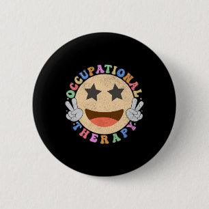 Arbeitstherapie Hippie Smile Face Blume Button