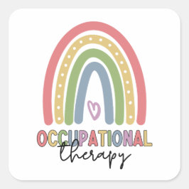 Arbeitstherapie OT Therapeut Regenbogen Quadratischer Aufkleber