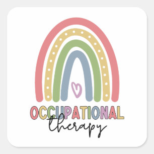 Arbeitstherapie OT Therapeut Regenbogen Quadratischer Aufkleber