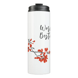 Arbeitstische geben zwei Vögel auf Baumzweig Thermosbecher